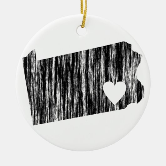 I Heart Pennsylvania Grunge Outline State Love Keramisch Ornament (Voorkant)