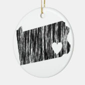 I Heart Pennsylvania Grunge Outline State Love Keramisch Ornament (Links)