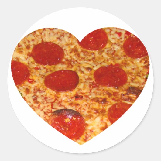 I Heart Pizza Ronde Sticker (Voorkant)