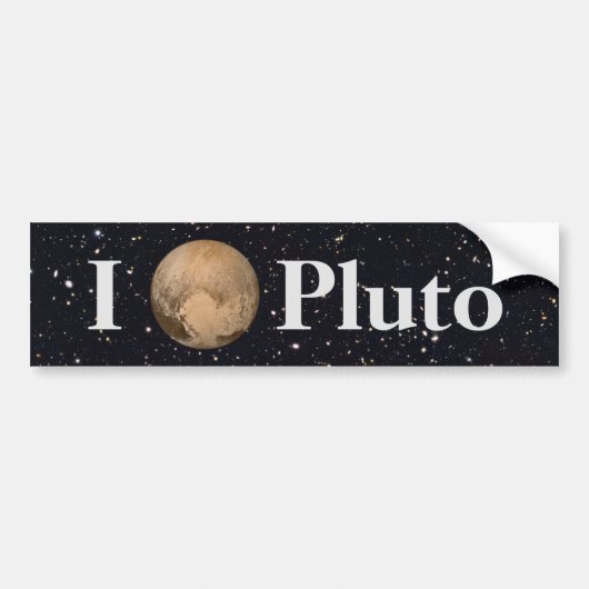 I Heart Pluto Starry Sky Bumpersticker (Voorkant)