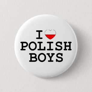 I Heart Poolse jongens Ronde Button 5,7 Cm