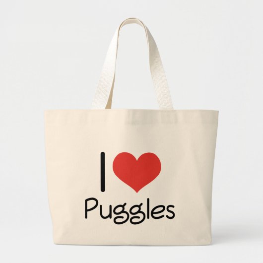 I Heart Puggles Grote Tote Bag (Voorkant)
