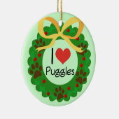 I Heart Puggles kerstcadeauidee Keramisch Ornament (Rechts)