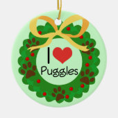 I Heart Puggles kerstcadeauidee Keramisch Ornament (Voorkant)