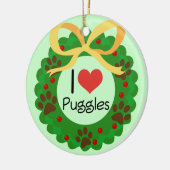 I Heart Puggles kerstcadeauidee Keramisch Ornament (Links)