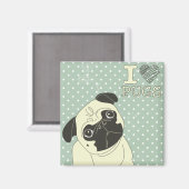 I Heart Pugs Magnet (Voorkant / Achterkant)
