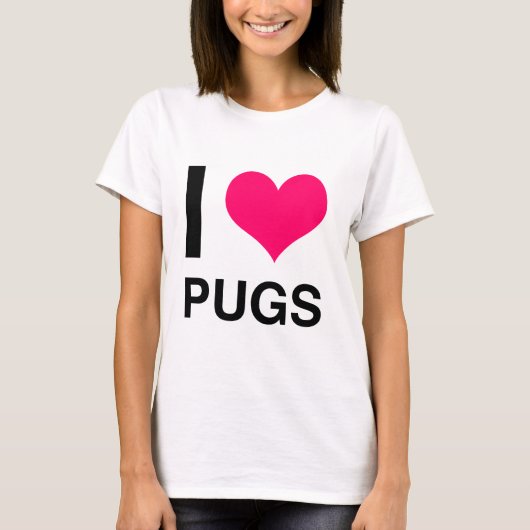 I Heart Pugs T-shirt (Voorkant)
