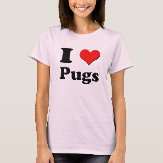 I Heart Pugs T-shirt (Voorkant)