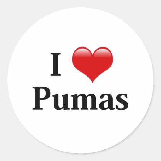 I Heart Pumas Ronde Sticker (Voorkant)