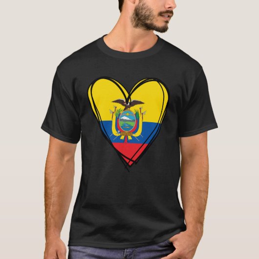 I Heart Quito And Ecuador Flag Heart Design Ecuado T-shirt (Voorkant)