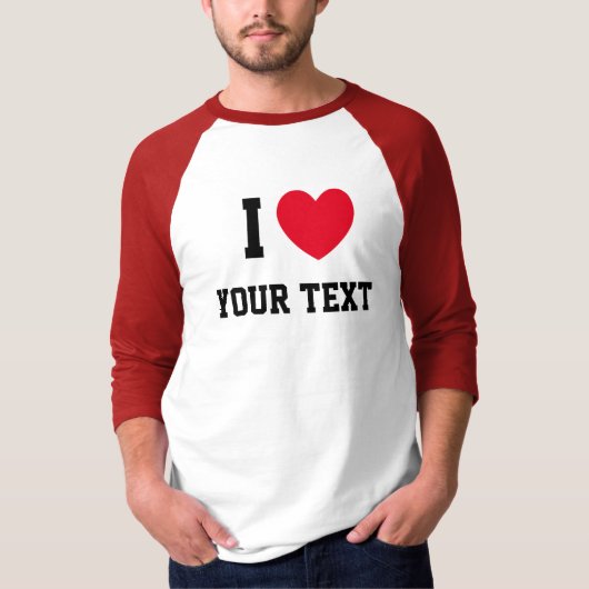 I Heart Red Love Custom Text T-shirt (Voorkant)