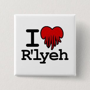 I Heart R'lyeh Vierkante Button 5,1 Cm