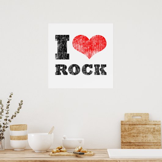 I Heart Rock Distress Poster (Keuken)
