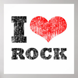 I Heart Rock Distress Poster