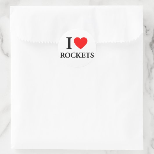 I Heart Rockets Ronde Sticker (Tas)