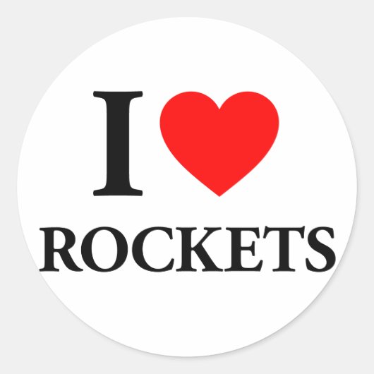 I Heart Rockets Ronde Sticker (Voorkant)