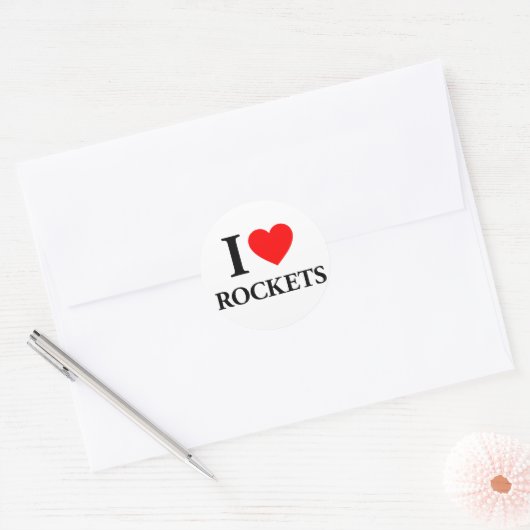 I Heart Rockets Ronde Sticker (Envelop)