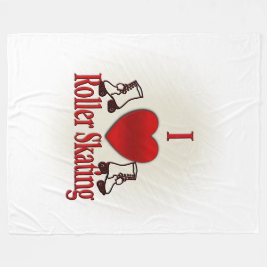 I Heart Roller Skating Fleece Deken (Voorkant (Horizontaal))