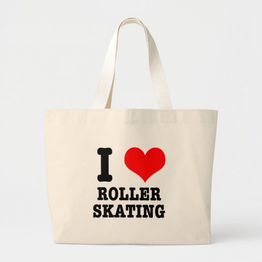 I HEART ROLLER SKATING GROTE TOTE BAG (Voorkant)