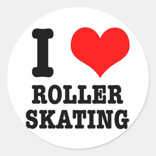 I HEART ROLLER SKATING RONDE STICKER (Voorkant)