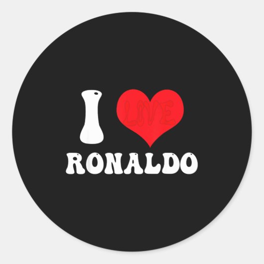 I Heart Ronaldos First Name Groovy D Valentines  Ronde Sticker (Voorkant)