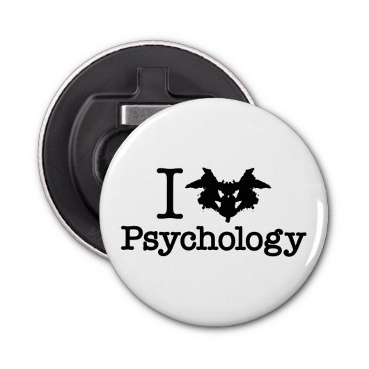 I Heart (Rorschach Inkblot) Psychologie Button Flesopener (Voorkant)