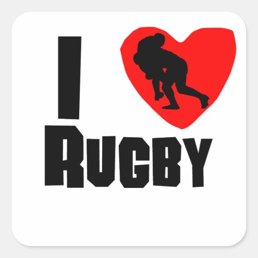 I Heart Rugby Vierkante Sticker (Voorkant)