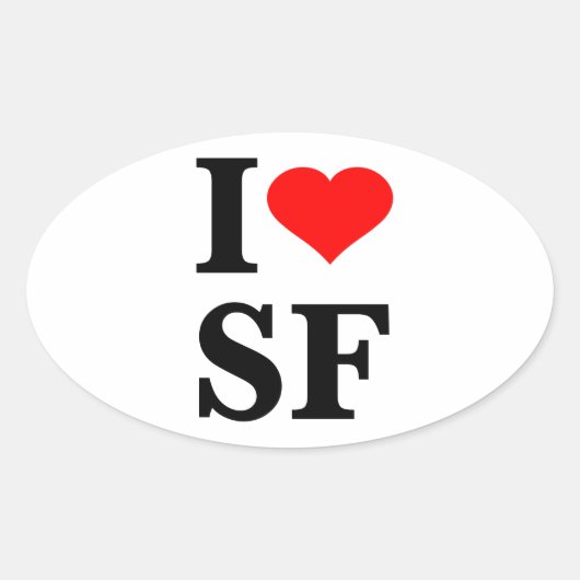 I Heart San Francisco Ovale Sticker (Voorkant)