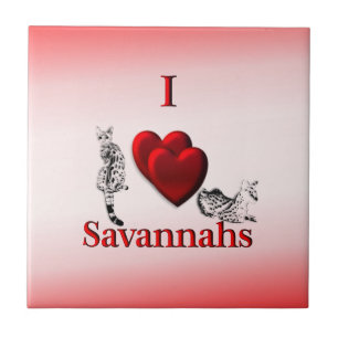 I Heart Savannah Cat Ceramic Tile Tegeltje
