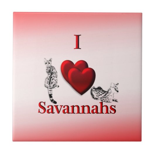 I Heart Savannah Cat Ceramic Tile Tegeltje (Voorkant)