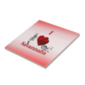 I Heart Savannah Cat Ceramic Tile Tegeltje (Zijkant)