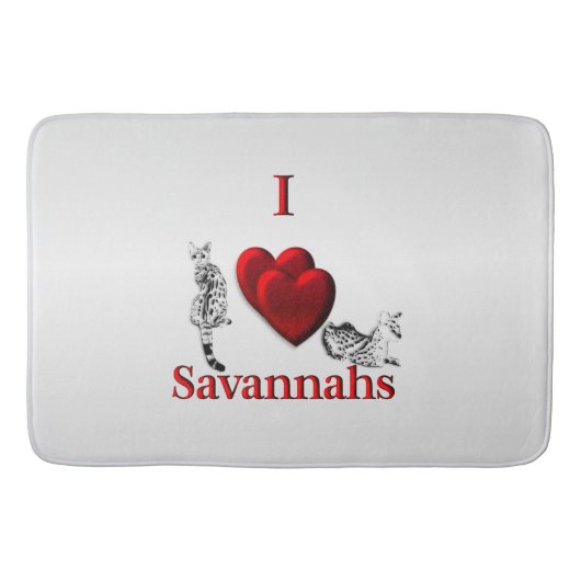 I Heart Savannah Cat Silver Badmat (Voorkant)