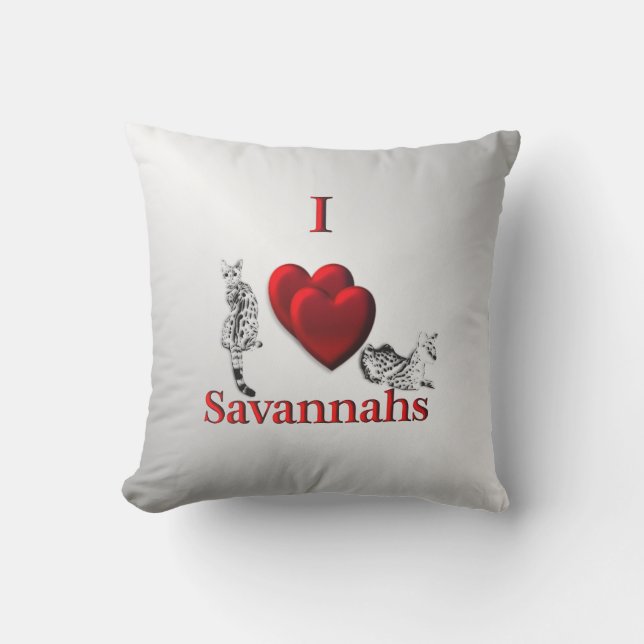 I Heart Savannah Cat Silver Buitenkussen (Voorkant)