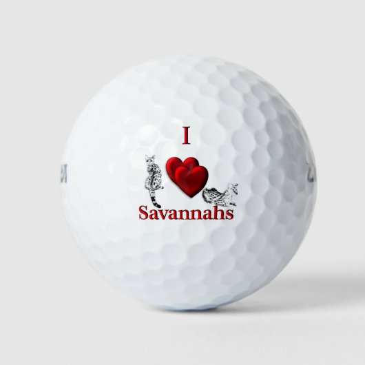 I Heart Savannah Cat Silver Golfballen (Voorkant)
