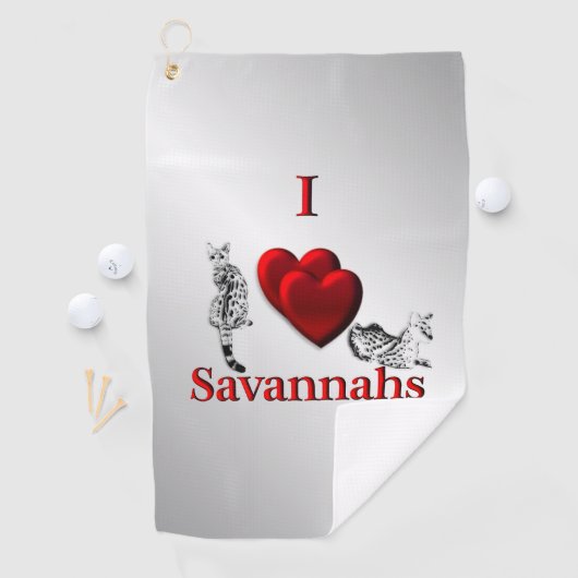I Heart Savannah Cat Silver Golfhanddoek (Insitu)