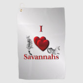 I Heart Savannah Cat Silver Golfhanddoek (Voorkant)