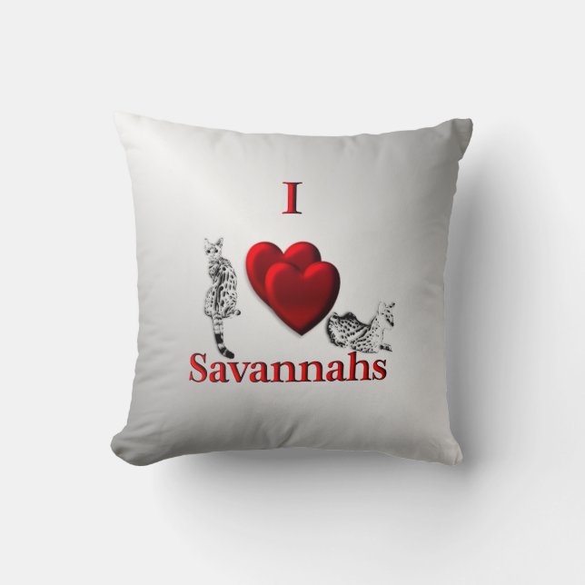 I Heart Savannah Cat Silver Kussen (Voorkant)