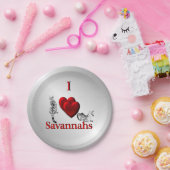 I Heart Savannah Cat Silver Papieren Bordje (Feest)