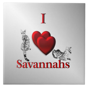 I Heart Savannah Cat Silver Tegeltje