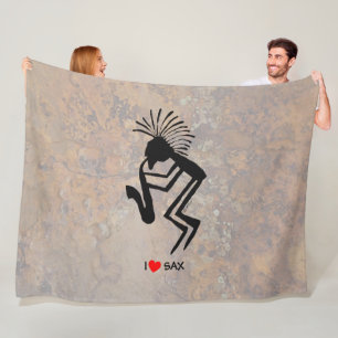I HEART SAX FLEECE DEKEN
