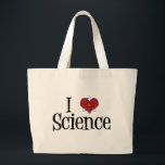 I Heart Science Grote Tote Bag<br><div class="desc">Cute I Love Science design met een atoom model voor het hart.</div>