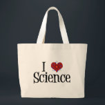 I Heart Science Grote Tote Bag<br><div class="desc">Cute I Love Science design met een atoom model voor het hart.</div>