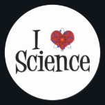 I Heart Science Ronde Sticker<br><div class="desc">Cute I Love Science design met een atoom model voor het hart.</div>