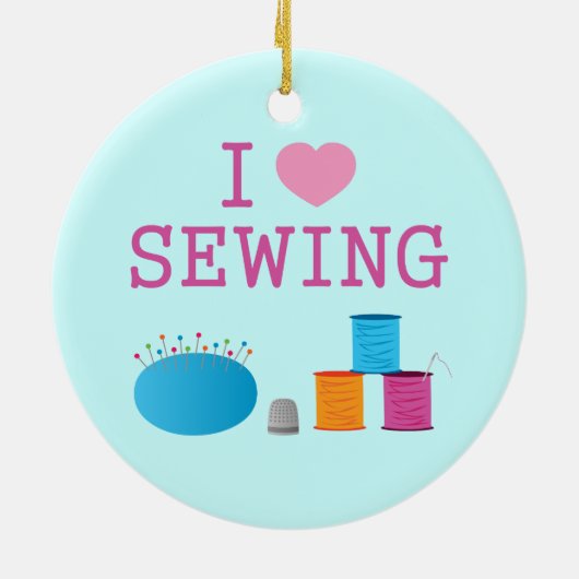 I Heart Sewing Keramisch Ornament (Achterkant)