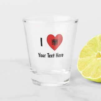 I (Heart Shaped Albanian Flag) Your Text Shot Glas