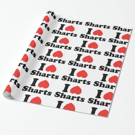 I Heart Sharts Cadeaupapier (Uitgerold)