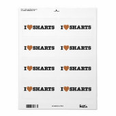 I Heart Sharts Funny Graphic Etiket (Full Sheet)