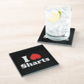 I Heart Sharts Glazen Onderzetter (Schuin)