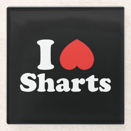 I Heart Sharts Glazen Onderzetter (Voorkant)