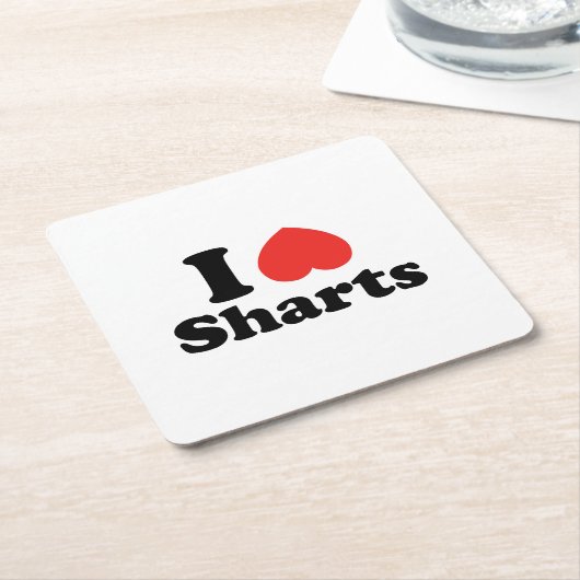 I Heart Sharts Kartonnen Onderzetters (Schuin)